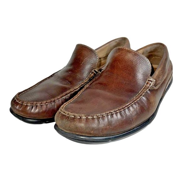 Ecco Size US 8/8.5 Classic 2.0 Loafer Shoes Brown Moc Toe Leather Slip-On - Picture 2 of 12